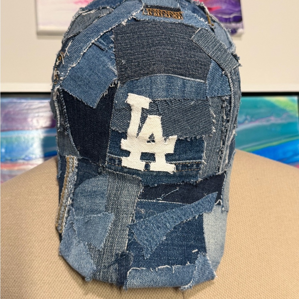 Patchwork Denim Hat/Cap with LA Logo - ONE OF A KIND!